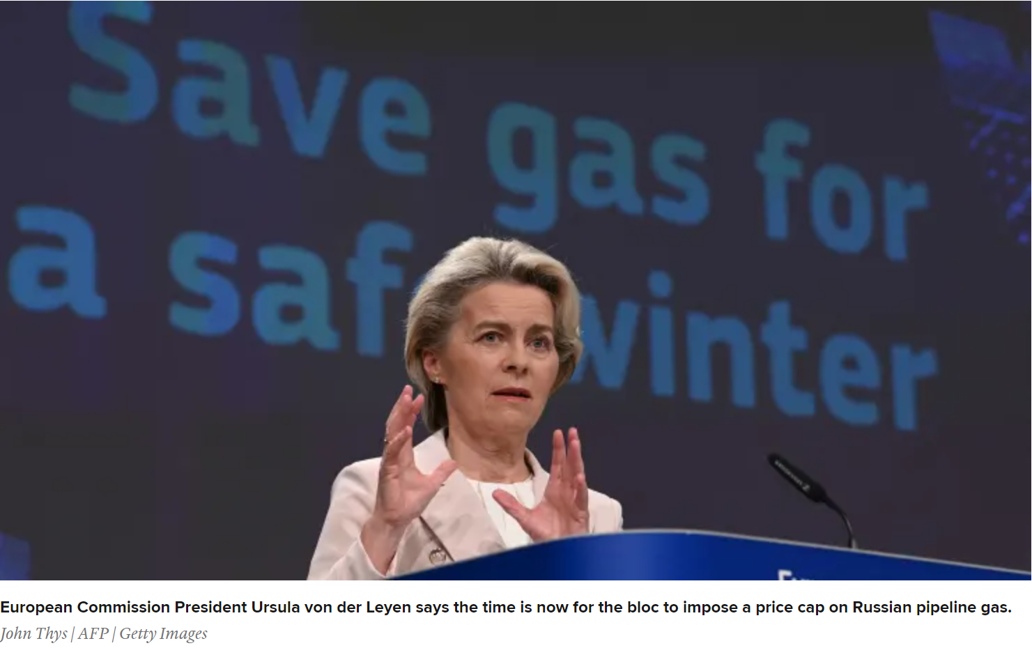 EU chief von der Leyen promises overhaul of energy markets, tax on fossil fuel profits