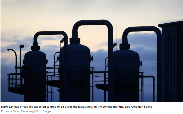 Goldman Sachs expects European natural gas prices to tumble 30% in the coming months